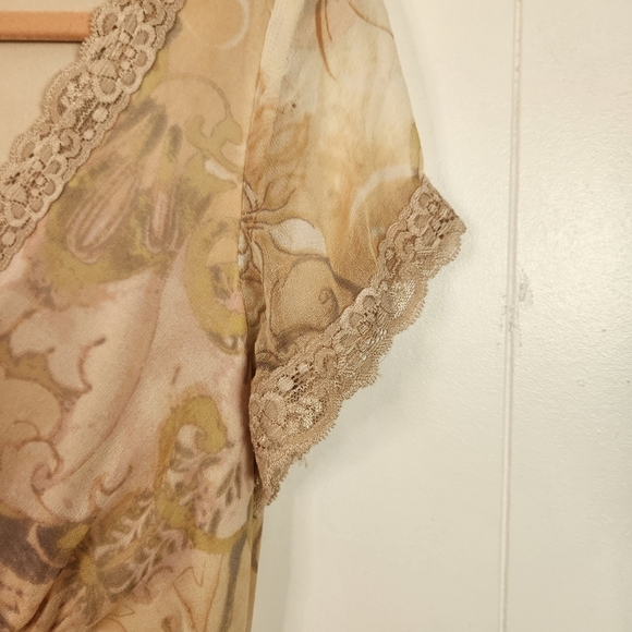 Y2K Vintage Blush Pink Floral 100% Silk Babydoll Dress Size 10 Medium Fairycore - Picture 4 of 14